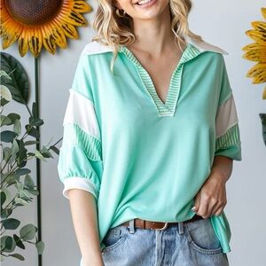 7th Ray Mint and White Women's Blouse